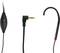 Czarny zaczep nauszny z przejrzystą słuchawką, cienkim przewodem oraz adapterem jack 3,5 mm. Kompatybilny z urządzeniami audio.