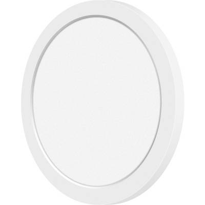 Biała, okrągła lampa sufitowa LED o płaskim profilu i minimalistycznym designie.