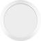 Okrągły, biały, płaski przedmiot z gładkim brzegiem. Prawdopodobnie pokrywka lub osłona na jakiejś powierzchni.