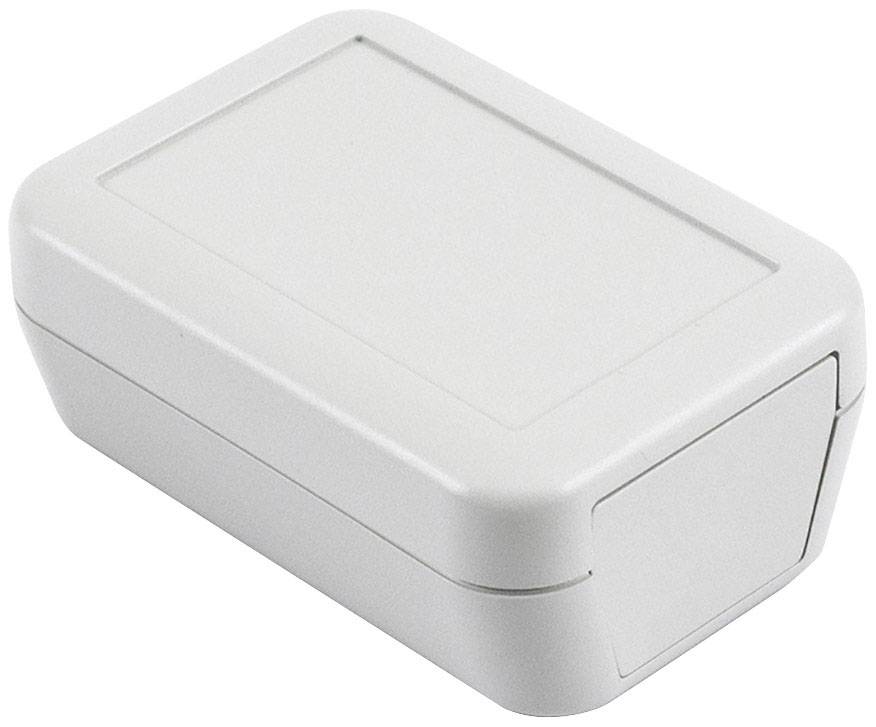 Białe prostokątne obudowa z tworzywa sztucznego zaokrąglonymi narożnikami, odpowiednia dla komponentów elektronicznych.