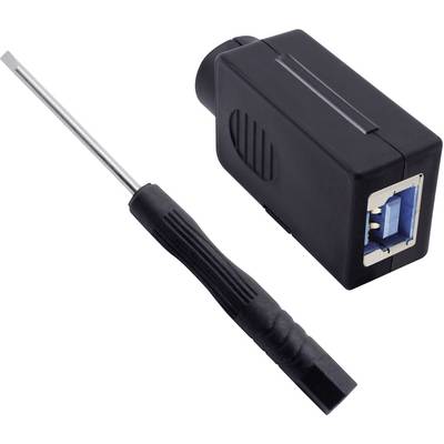 'Złącze LC APC Fast Connector' obok czarnego narzędzia do obróbki włókien. Wtyk jest odpowiedni do szybkiego łączenia światłowodów.