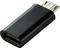 Adapter USB-C do Micro-USB w kolorze czarnym, umożliwiający podłączenie kabla USB-C do urządzenia z gniazdem Micro-USB.