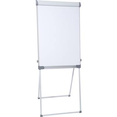 Pusta tablica flipchart na stojaku, gotowa do prezentacji lub sporządzania notatek.