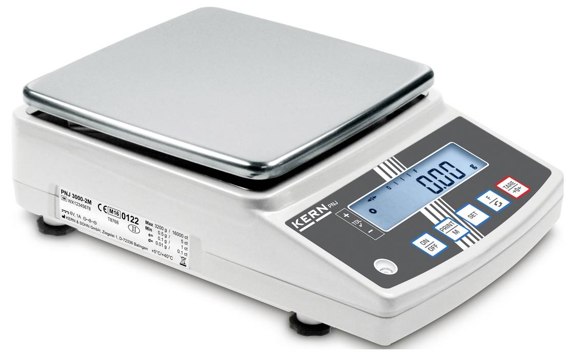 Калібрування прецизійних ваг Kern PNS 12000-1+C (DAkkS) Діапазон вимірювання макс. 12 кг Ціна поділу 0,1 г через різнокольоровий м