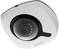Kamera monitorująca z obiektywem okrągłym i diodami LED na podczerwień do widzenia nocnego, zamontowana na białym uchwycie sufitowym, przeznaczona do użytku wewnętrznego.