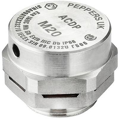 'Śruba metalowa z grawerem: Peppers UK ACDP, M20, EN60079-1, certyfikowana do stref zagrożonych wybuchem, IP66, G086.'