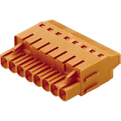 Pomarańczowa wtyczka elektryczna z wieloma złączami, odpowiednia do połączeń w urządzeniach elektronicznych lub obwodach.