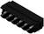Czarny sześciobiegunowy złącze wtykowe, montowane poziomo, odpowiednie do zastosowań elektronicznych do łączenia obwodów.
