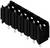 Czarny, sześciostykowy złącz z obudową prostokątną i srebrnymi stykami, typowo stosowany w obwodach elektronicznych.