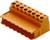 Pomarańczowy złącz z ośmioma otworami przyłączeniowymi, stosowany do połączeń elektrycznych i okablowania w urządzeniach elektronicznych.