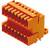 Pomarańczowy złącz z wieloma zaciskami przyłączeniowymi, typowo stosowany w instalacjach elektrycznych i zastosowaniach łączeniowych.