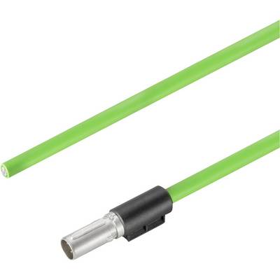 Zielony specjalistyczny kabel sensorowy z metalowym złączem, odpowiedni do zastosowań przemysłowych lub techniki automatyzacji.