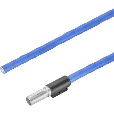Niebieskie elektryczne przewód z metalowym złączem na końcu.