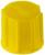 Żółta plastikowa nakładka z żebrowaną krawędzią, często stosowana jako nasadka ochronna na zawory lub złącza.
