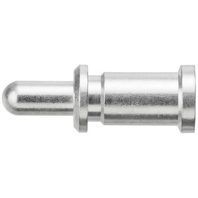 Metalowy cylindryczny wtyk pinowy o gładkiej powierzchni, stosowany typowo w połączeniach mechanicznych lub elektronicznych.