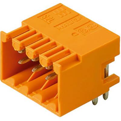 Pomarańczowy elektroniczny złącze wtykowe z wieloma stykami, używane do łączenia obwodów elektrycznych.