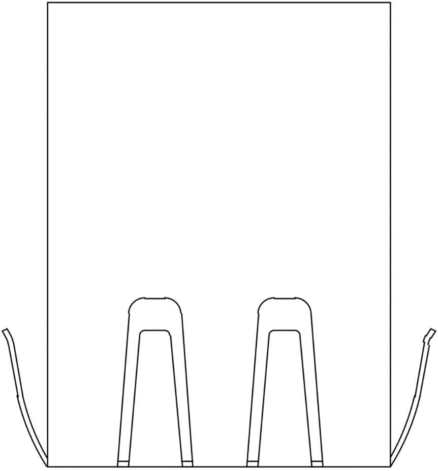 Dwa puste krzesła stoją przy stole w prostym diagramie graficznym.