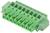 Zielony elektryczny złącze z ośmioma stykami, odpowiednie do podłączania przewodów w obwodach elektronicznych.