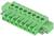 Zielona elektryczna listwa zaciskowa z siedmioma śrubowymi zaciskami do przewodów, odpowiednia do połączeń płytek drukowanych.