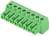 Zielony elektryczny złącz z ośmioma stykami, widziany z góry. Odpowiedni do okablowania w projektach elektronicznych.