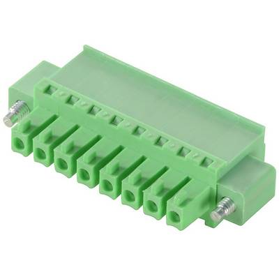 Zielony elektryczny złącze z ośmioma zaciskami, odpowiedni do zastosowań przemysłowych.