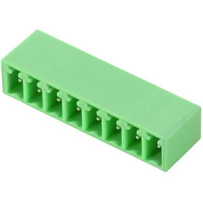Zielony 8-pinowy złącze z prostym rozmieszczeniem pinów, stosowane do łączenia elementów elektronicznych.