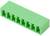 Zielony 8-pinowy złącze z prostym rozmieszczeniem pinów, stosowane do łączenia elementów elektronicznych.