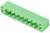 Zielone elektryczne obudowa złącza z 8 pinami i dwoma metalowymi gwintowanymi tulejami na końcach.