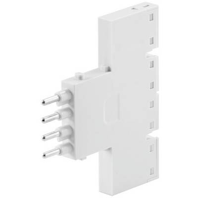 Biała wtyczka złączowa z wieloma stykami metalowymi, która może być stosowana do podłączeń elektrycznych w urządzeniach.