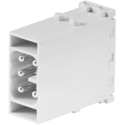 Biała wtyczka elektryczna z trzema metalowymi stykami.