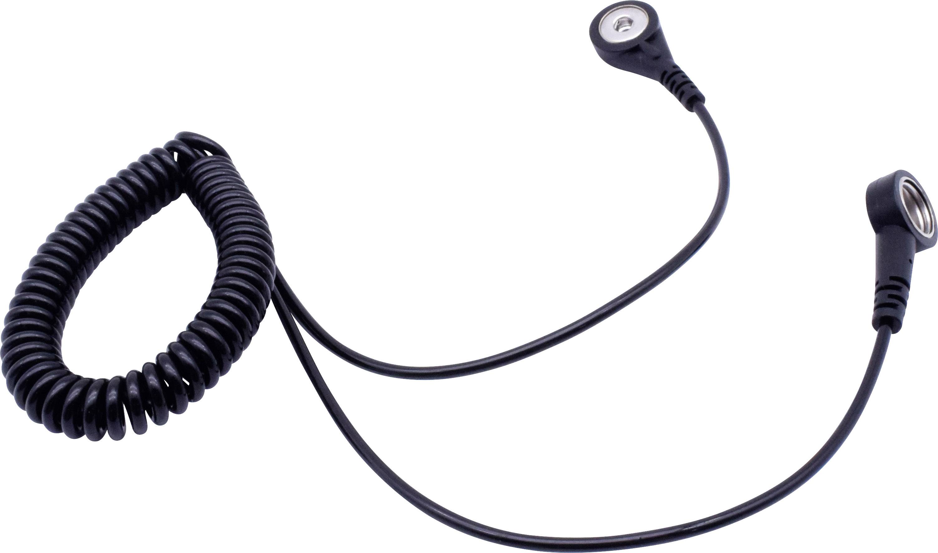 Czarny, spiralny kabel z dwoma złączami na końcach.