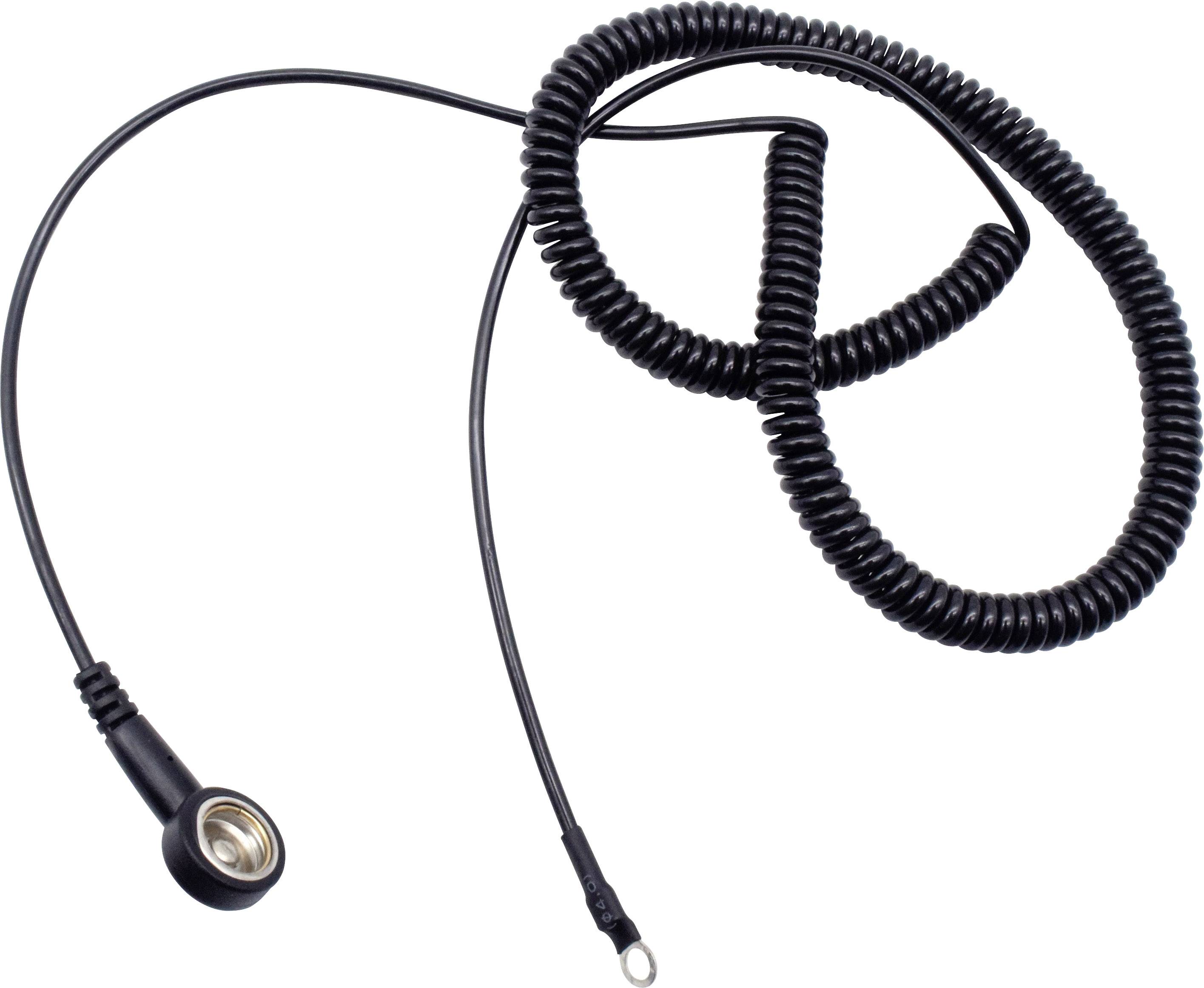 Кабель заземлення Quadrios ESD 3,60 м, кнопка 10 мм, кільцевий роз'єм кабелю