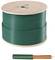 Drewniana zielona szpula kabla prezentuje kabel koncentryczny z miedzianymi żyłami.