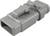 Szary, prostokątny wtyk z tworzywa sztucznego z zaczepem mocującym na górnej powierzchni, zazwyczaj stosowany do połączeń elektronicznych.