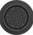Okrągła, czarna wkładka z wieloma małymi otworami o różnych rozmiarach, równomiernie rozmieszczonymi.