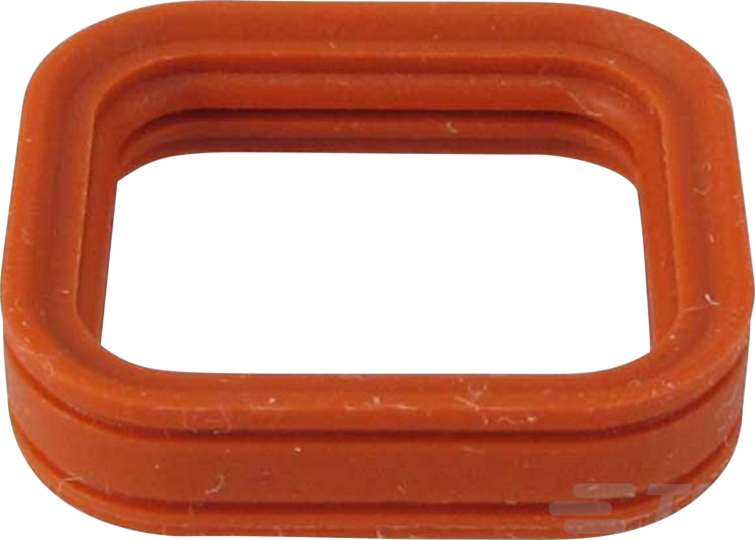 Czerwony, prostokątny pierścień uszczelniający z zaokrąglonymi narożnikami. Służy do uszczelnienia i ochrony połączeń mechanicznych.