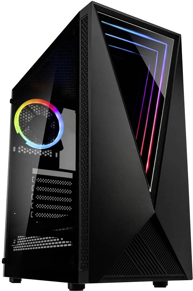 Ігровий корпус Kolink VOID RGB Midi Tower чорного кольору з 1 світлодіодним вентилятором, віконцем та пиловим фільтром