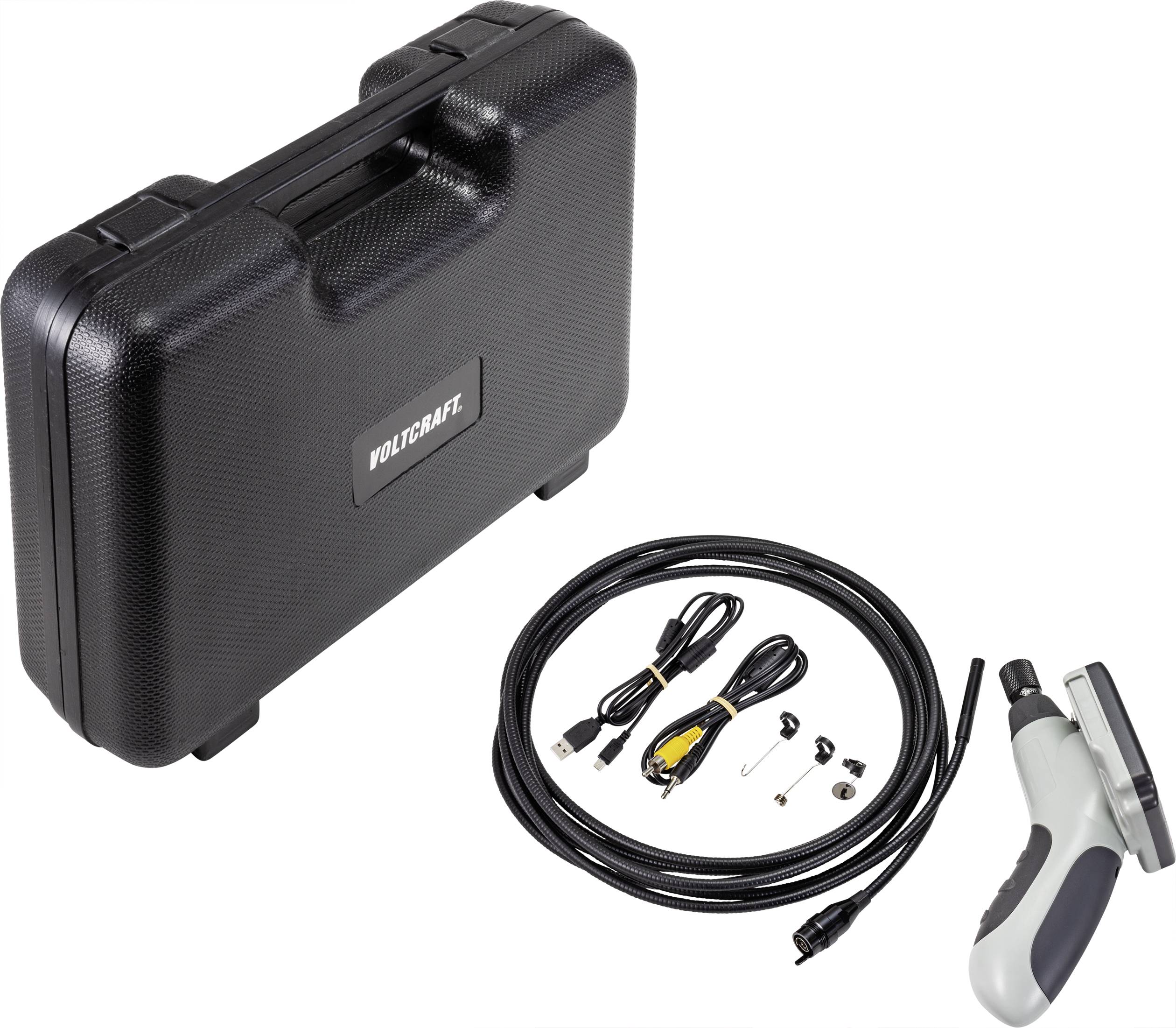 Walizka z przenośnym endoskopem, różnymi kablami i akcesoriami, odpowiednia do inspekcji trudno dostępnych obszarów.