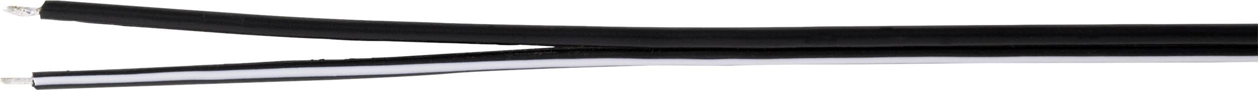 Dwa przewodzące kable, jeden czarny, drugi biały, bez wtyczek, na białym tle.