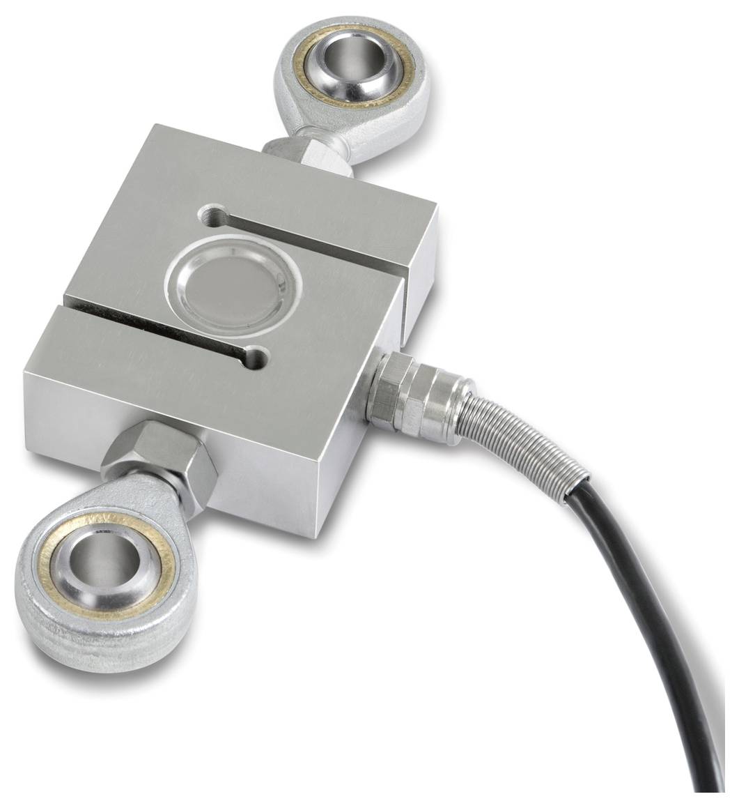 Metalowy czujnik z podłączeniem kablowym i dwiema okrągłymi mocowaniami na końcach; prawdopodobnie do zastosowań przemysłowych.