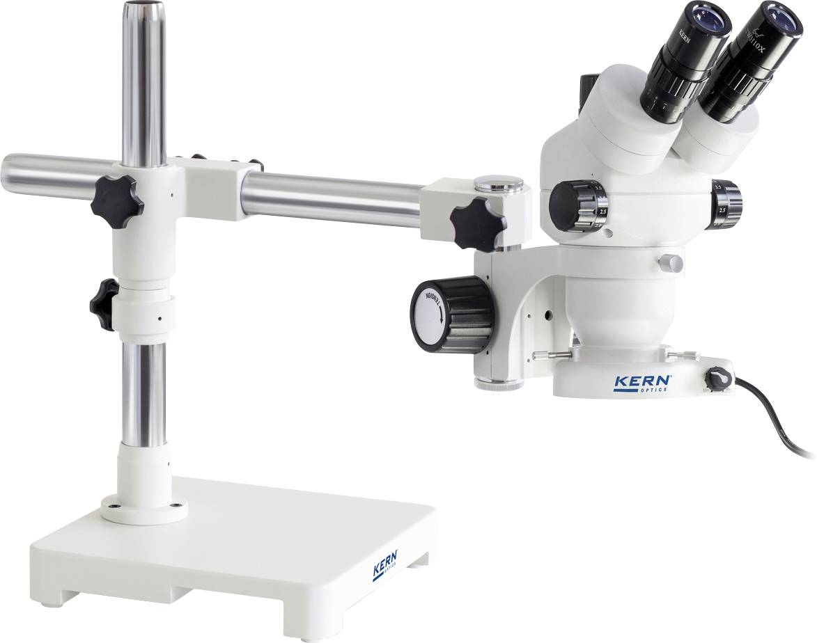 Mikroskop ze zmienną podstawą i dwoma okularami, odpowiedni do precyzyjnych badań naukowych.