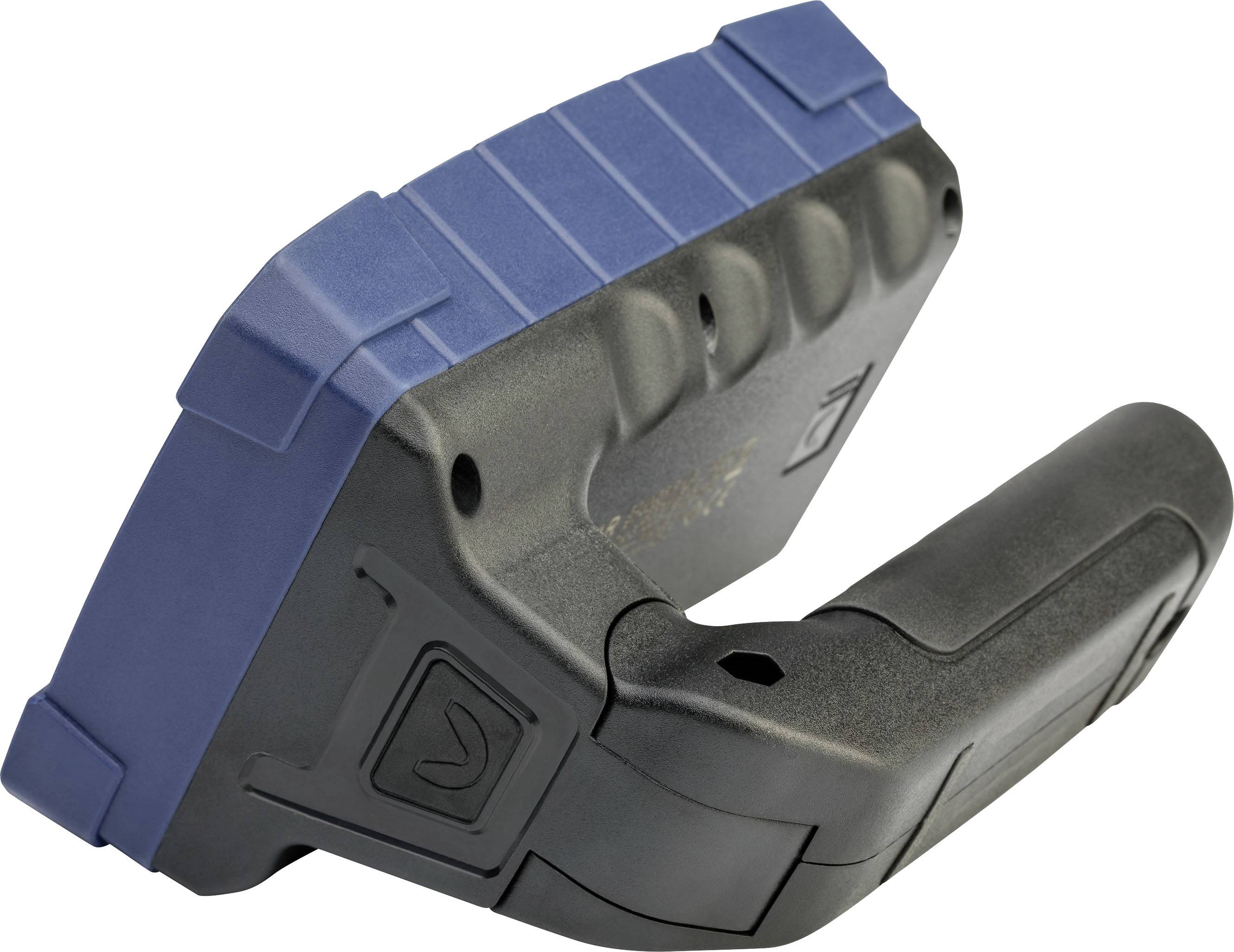 Przenośne urządzenie elektroniczne z niebiesko-czarną obudową, które prawdopodobnie jest skanerem lub urządzeniem pomiarowym.