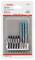 Opakowanie zestawu wierteł i bitów Bosch, 8-elementowe, z niebieskimi wiertłami i czarnymi bitami. Odpowiednie do wielozadaniowej budowy.