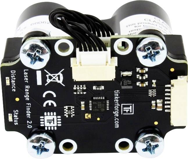 Moduł laserowego dalmierza z przyłączami i oznaczeniami do pomiaru odległości, odpowiedni do projektów elektronicznych.
