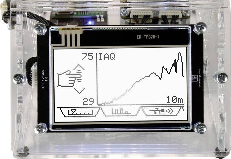 Ekran wyświetla diagram z rosnącą krzywą. W lewym górnym rogu: '75 IAQ'. Diagram zawiera symbole z instrukcjami wentylacji.