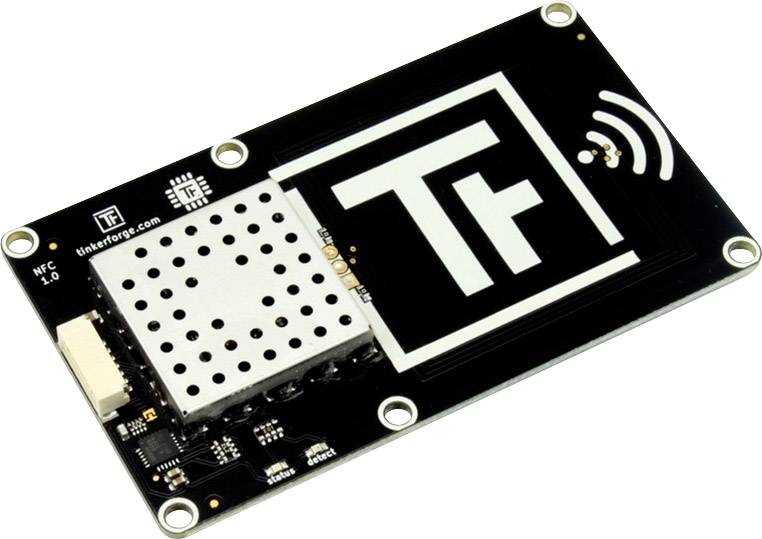 Elektroniczna płytka drukowana z napisem 'Tf' i logo NFC, prawdopodobnie przeznaczona do zastosowań NFC.