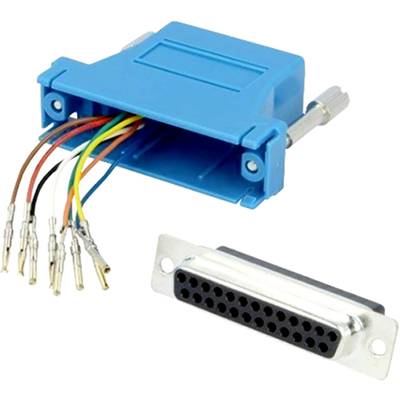 Niebieski wtyk D-Sub z wyprowadzonymi przewodami i osobnym złączem z czarnymi stykami, służący do podłączania urządzeń elektronicznych.