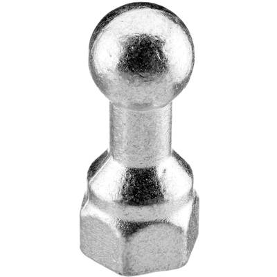 Srebrny metalowy element mocujący w kształcie śruby, której górna część jest kulista. Używany do mocowania lub łączenia.