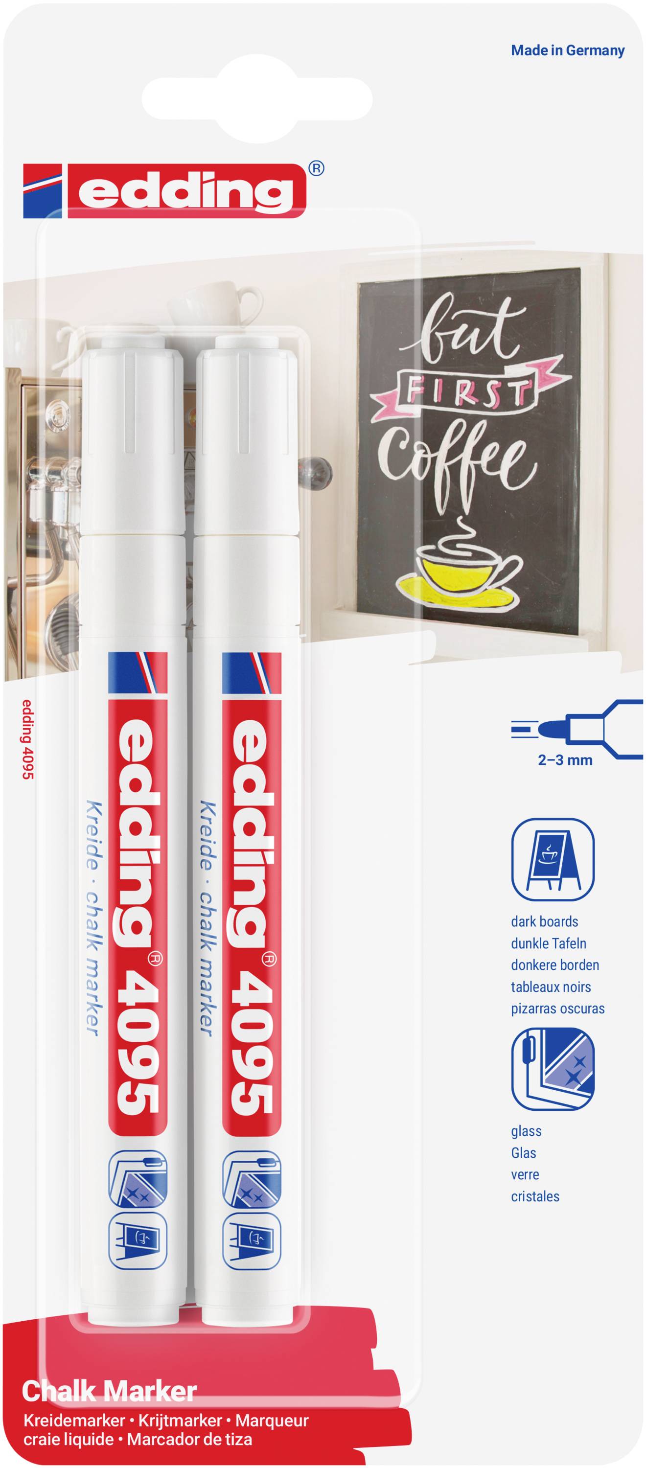 Edding 4095 4-4095-2-1049 Marker kredowy biały, biały 4 mm, 15 mm-0