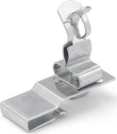 Spinacz metalowy do mocowania kabli, wyposażony w mechanizm sprężynowy. Odpowiedni do organizacji wiązek przewodów.